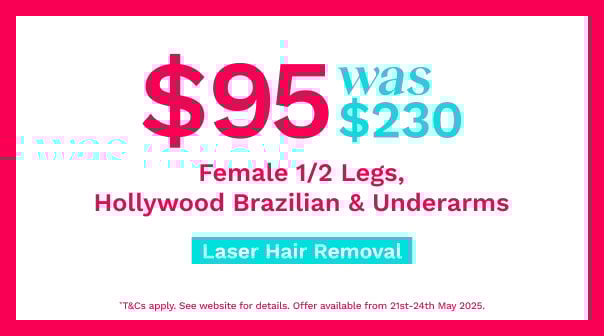Female ½ Legs, Hollywood Brazilian & Underarms NOW $95!*